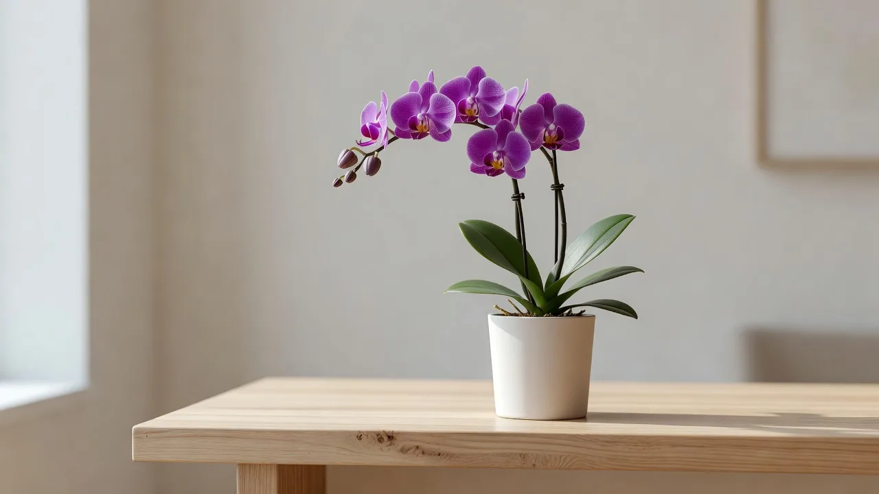 ミニマルな胡蝶蘭の鉢植え