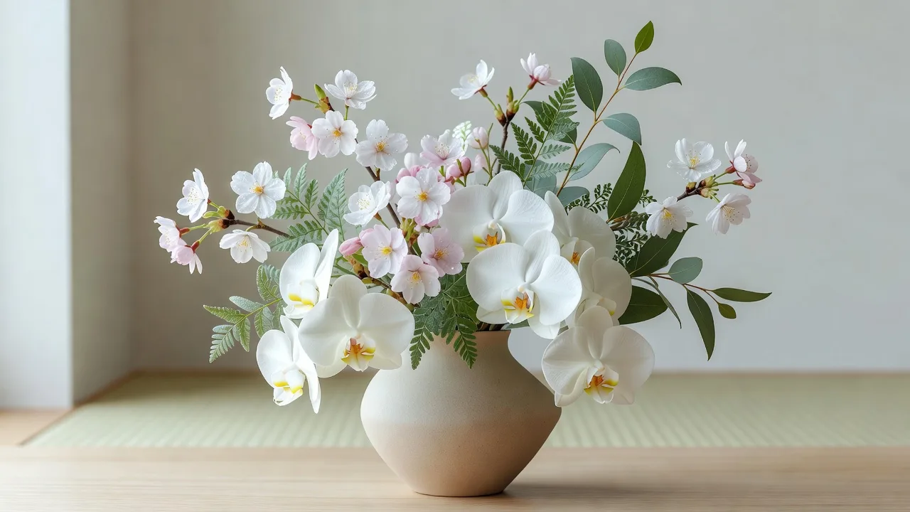 春の桜と蘭の組み合わせ